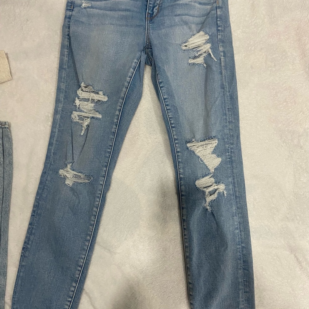 American Eagle Outfitters Blue Skinny Jeans with Distressing